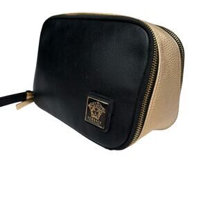 Versace Perfume Cosmetic Bag  Make Up Toiletries Case Purse Black Gold